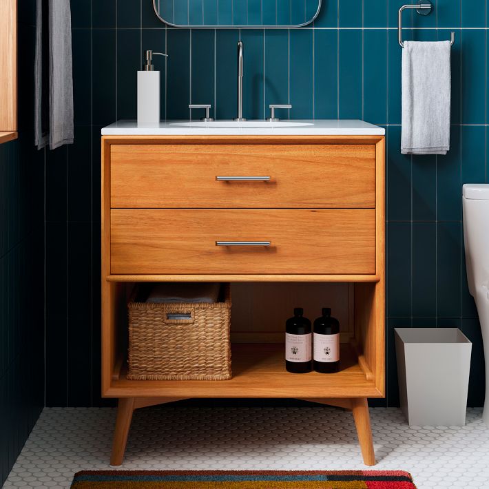 Mid-Century Open Storage Single Bathroom Vanity (24&quot;&ndash;49&quot;) - Acorn