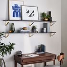 Linear Black Lacquer Wall Shelves with Fairfax Brackets