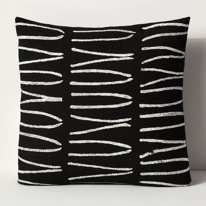 Sadza Batik Lines Pillow Cover - Black