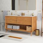 Mid-Century Open Storage Double Bathroom Vanity (63&quot;) - Acorn