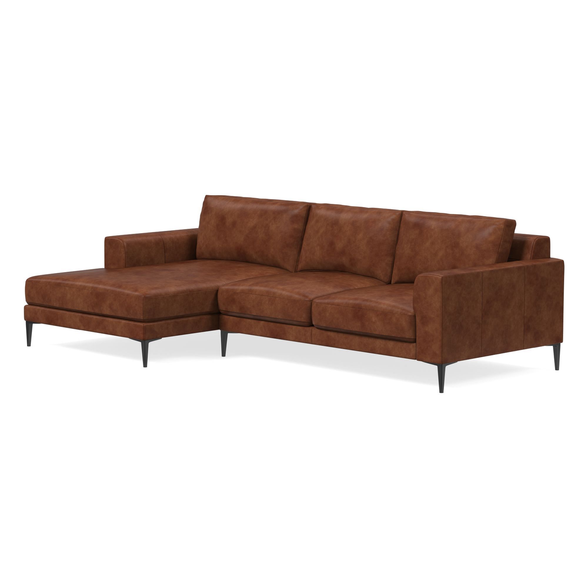 Harper Leather 2-Piece Chaise Sectional (106"–116") | West Elm