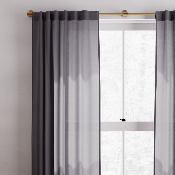 Sheer European Flax Linen Curtain - Iron Gate