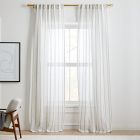 Sheer Linen Cotton Mini Stripe Curtain - White/Slate
