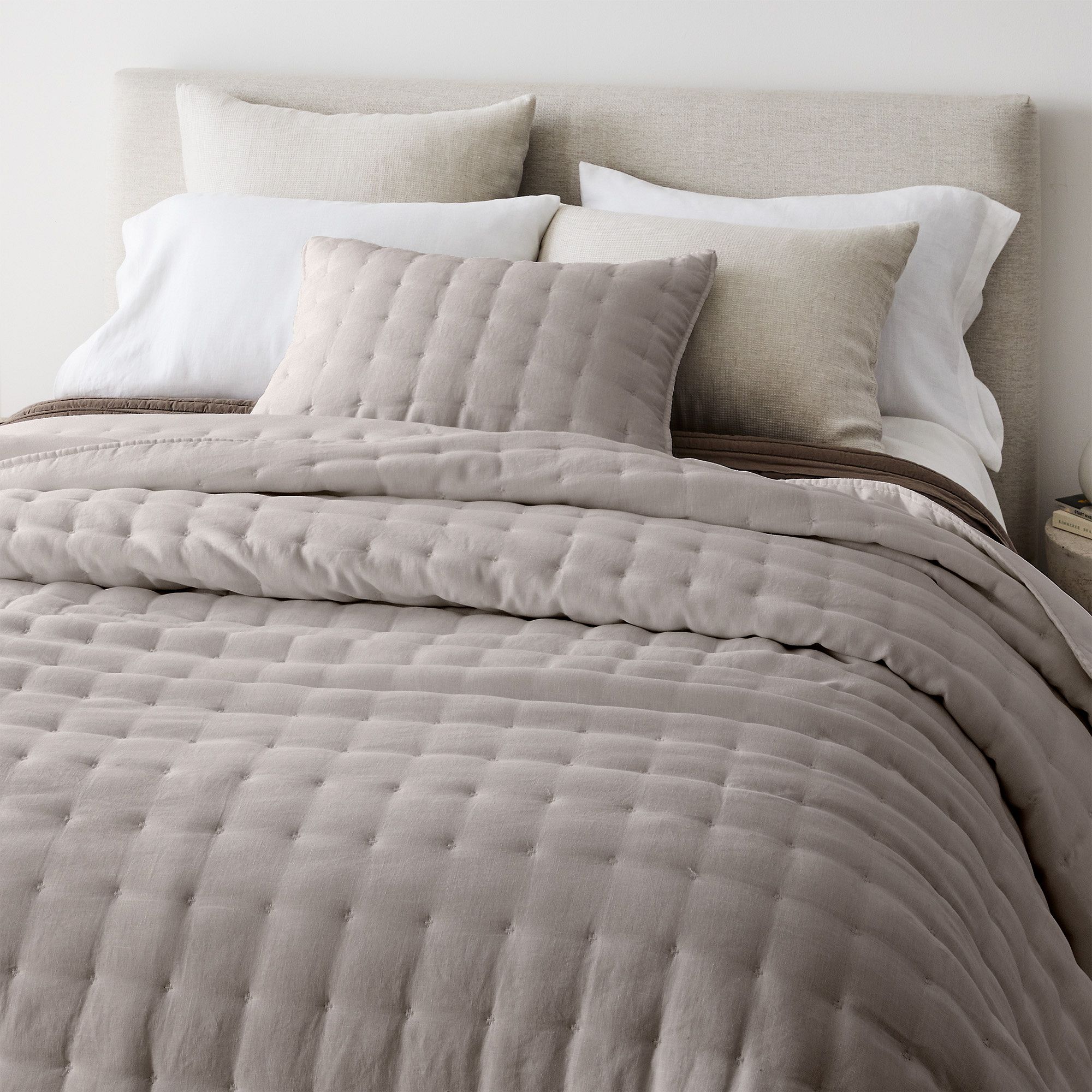 European Flax Linen Tack Stitch Quilt & Shams | West Elm