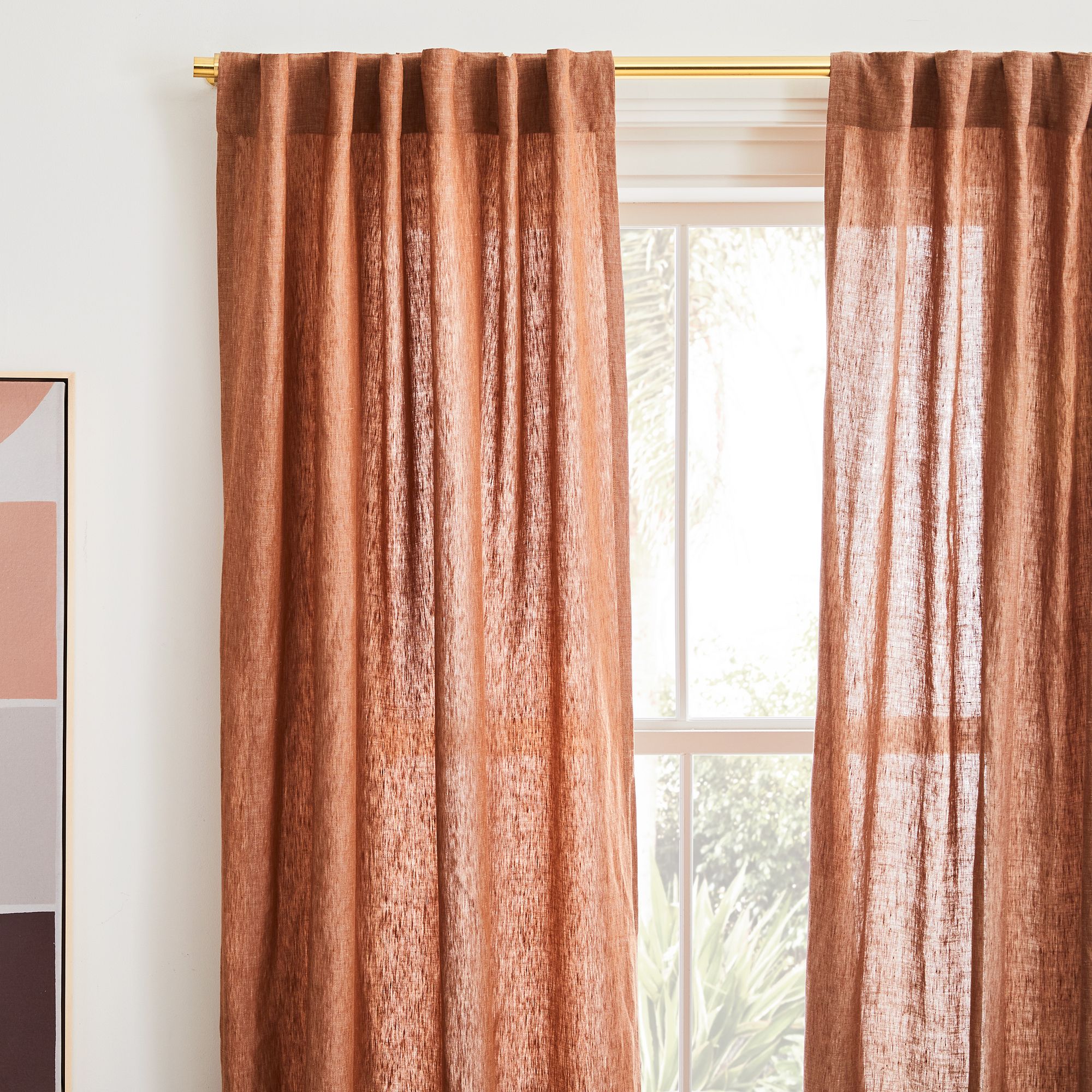 Custom European Flax Linen Curtain - Terracotta | West Elm