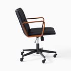 Cooper Leather Swivel Office Chair w/ Wood Arms