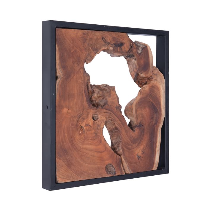 Framed Slice Teak Wood Dimensional Wall Art