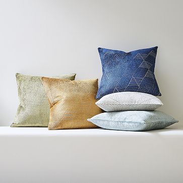 Geo Facet Jacquard Velvet Pillow Cover | West Elm