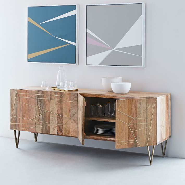 Roar & Rabbit&trade; Brass Geo Inlay Media Console (68&quot;)