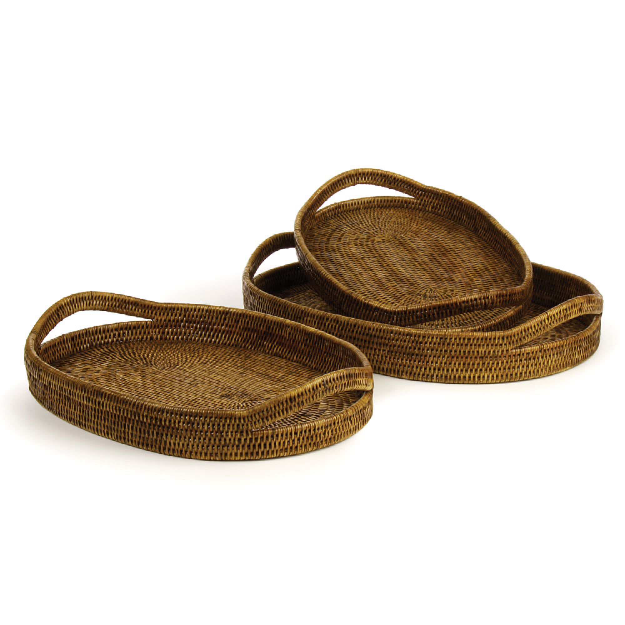 Rattan Oval Serving Trays (Set of 3) | West Elm