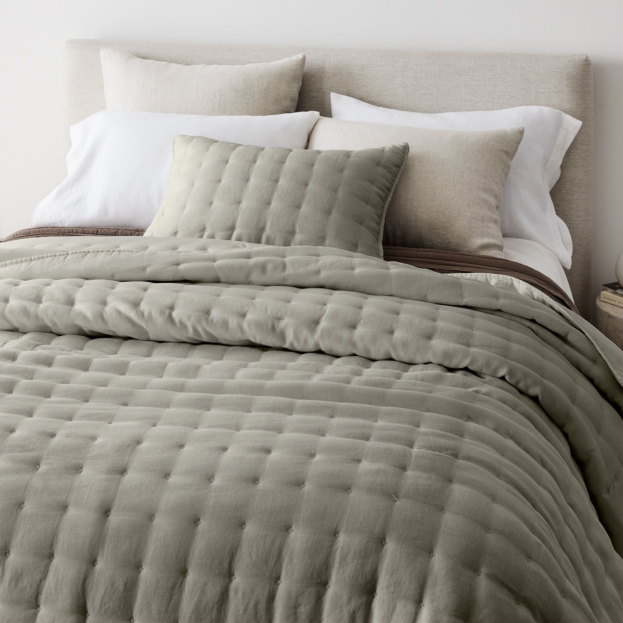 European Flax Linen Tack Stitch Quilt & Shams | West Elm