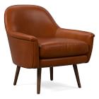 Phoebe Leather Chair - Wood Legs