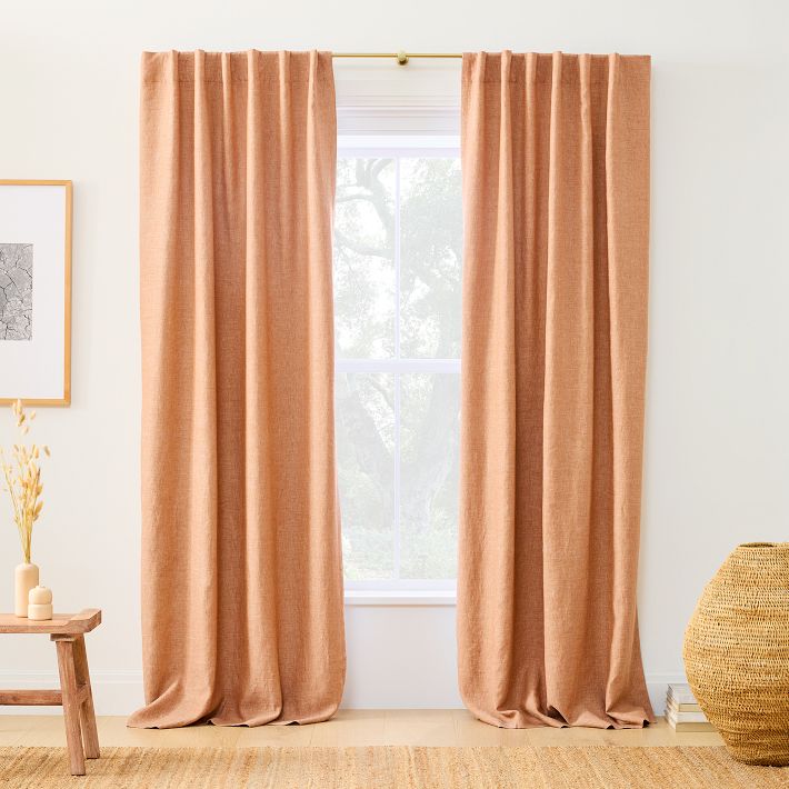 Open Box: Custom Size European Flax Linen Blackout Curtain - Terracotta