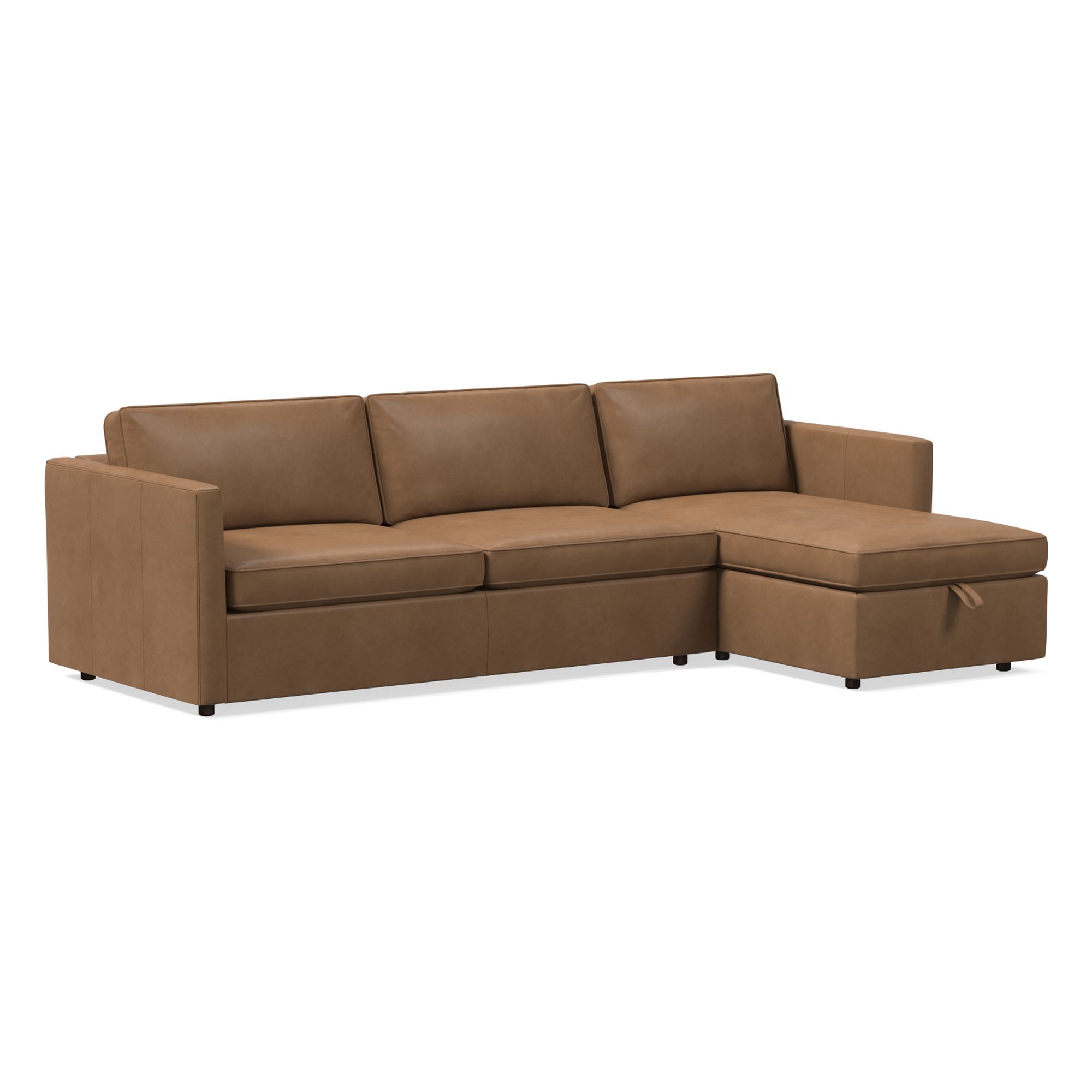 Harris Leather 2-Piece Sleeper Sectional w/ Storage Chaise (108") | West Elm