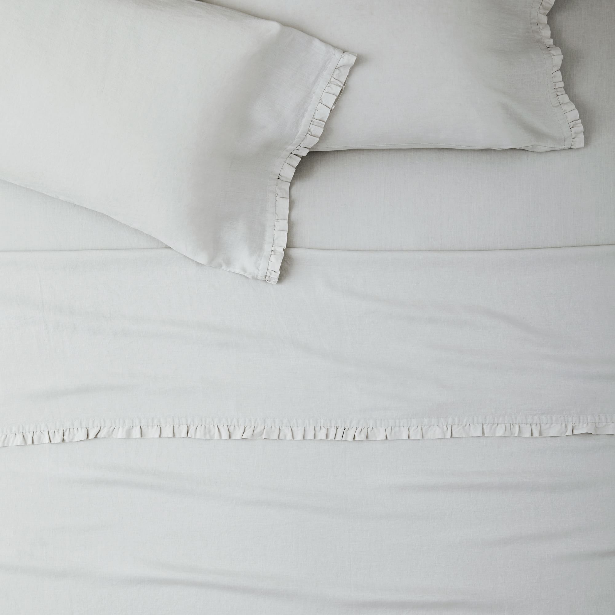 European Flax Linen Ruffle Sheet Set & Pillowcases | West Elm