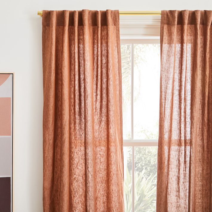 Custom Size European Flax Linen Curtain Terracotta West Elm