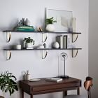Linear Black Lacquer Wall Shelves with Arch Brackets