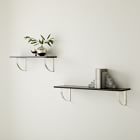 Linear Black Lacquer Wall Shelves with Arch Brackets