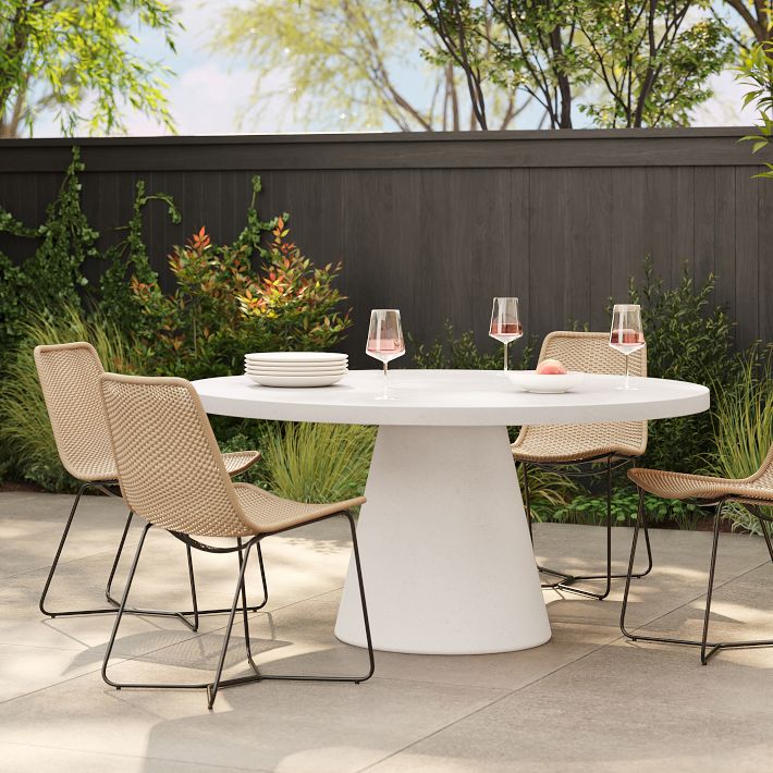 Concrete Indoor Outdoor Pedestal Round Dining Table 32 60 West Elm