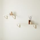 Linear White  Lacquer Wall Shelves with Parallel Brackets