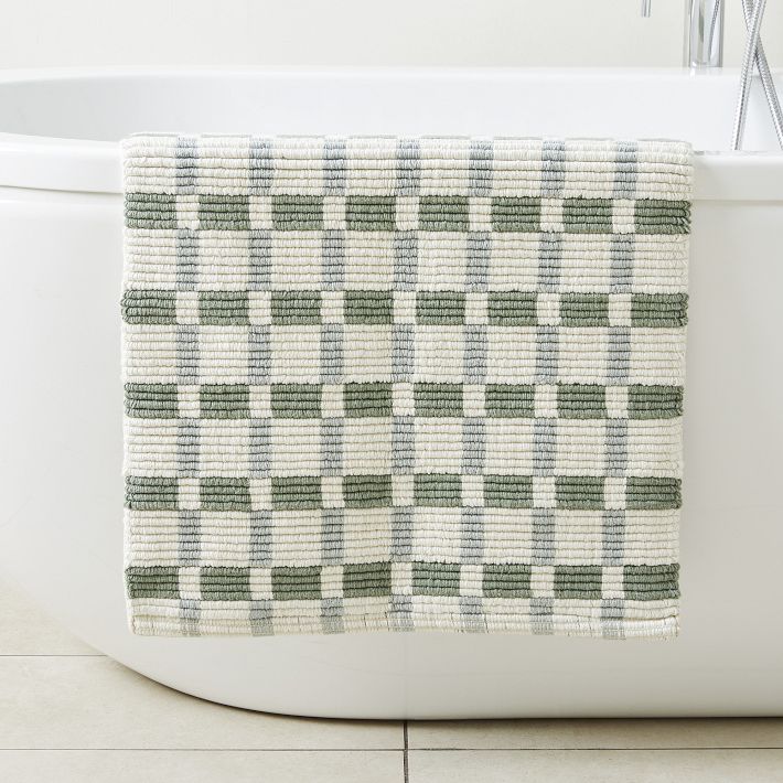 Square Ribbed Bath Mat - Eucalyptus