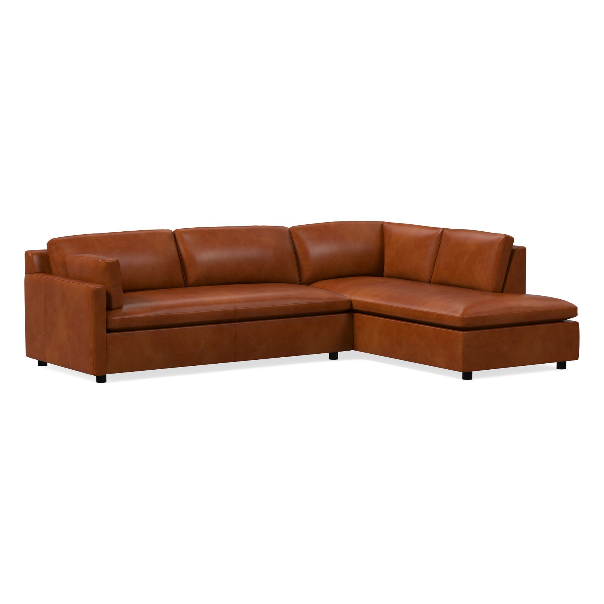 Marin Leather 2-Piece Bumper Chaise Sectional (114") | West Elm