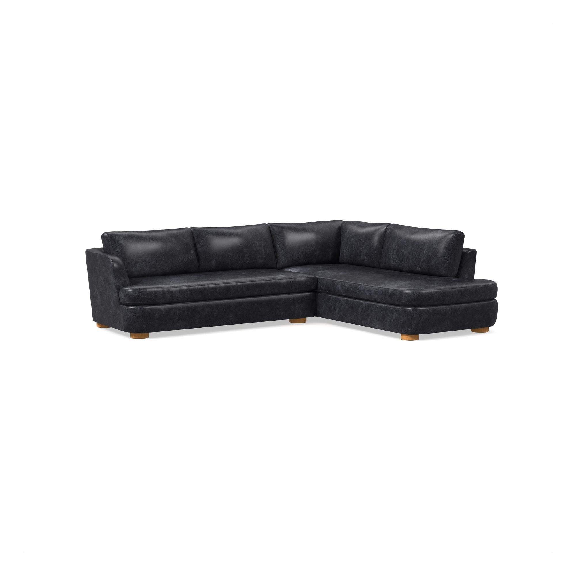 Leroy Leather 2-Piece Bumper Chaise Sectional (110.5") | West Elm