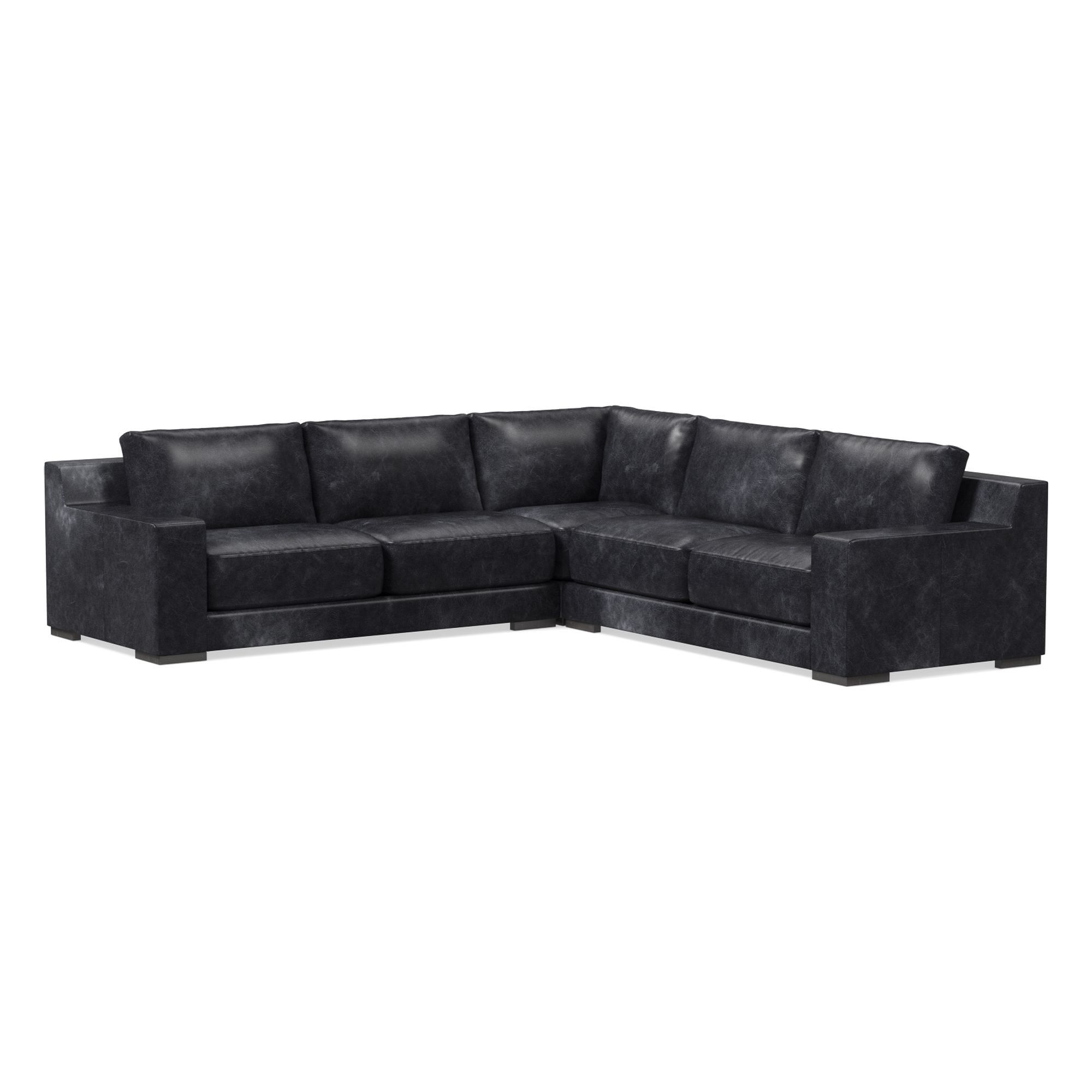 Dalton Leather 3-Piece L-Shaped Sectional (109"–119") | West Elm