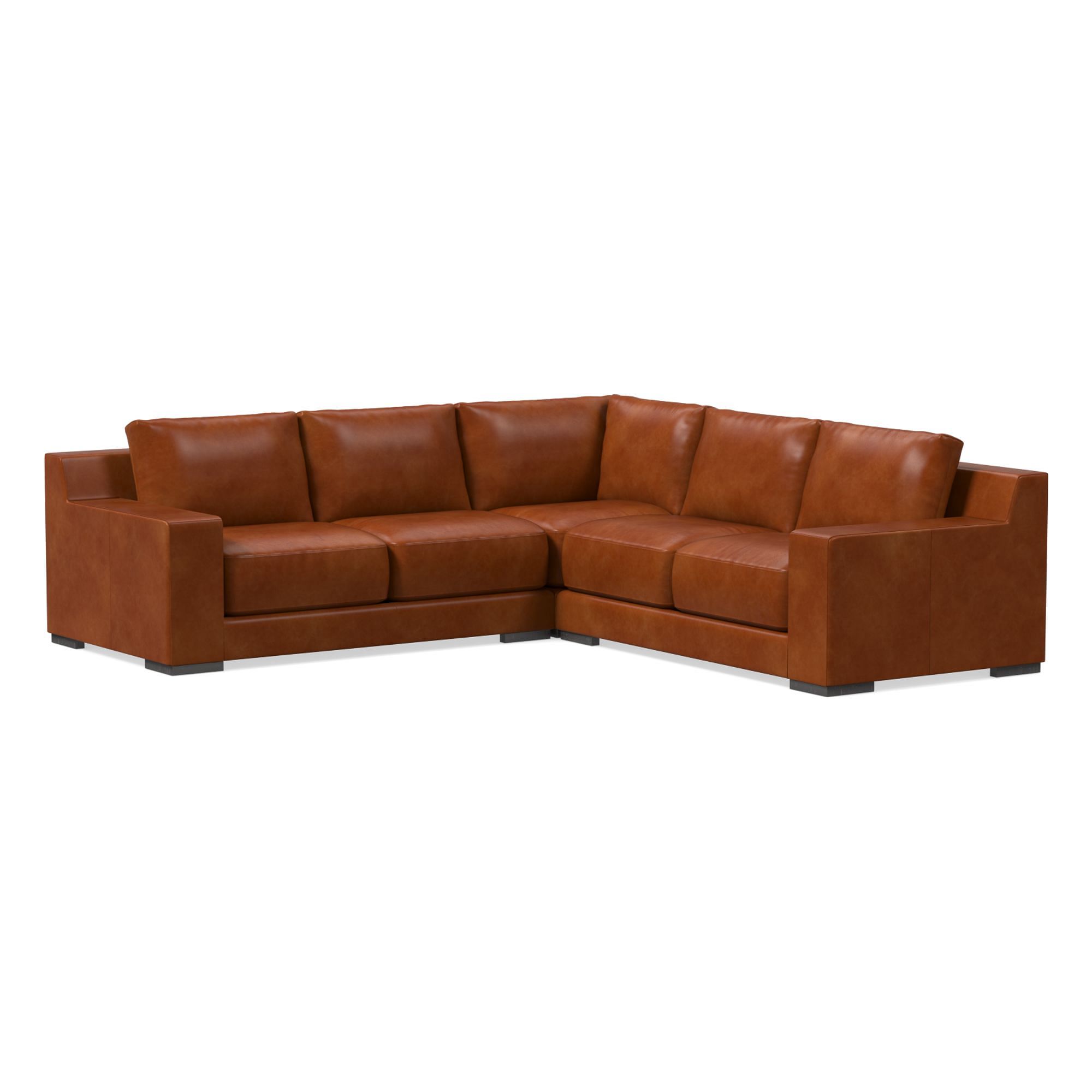 Dalton Leather 3-Piece L-Shaped Sectional (109"–119") | West Elm