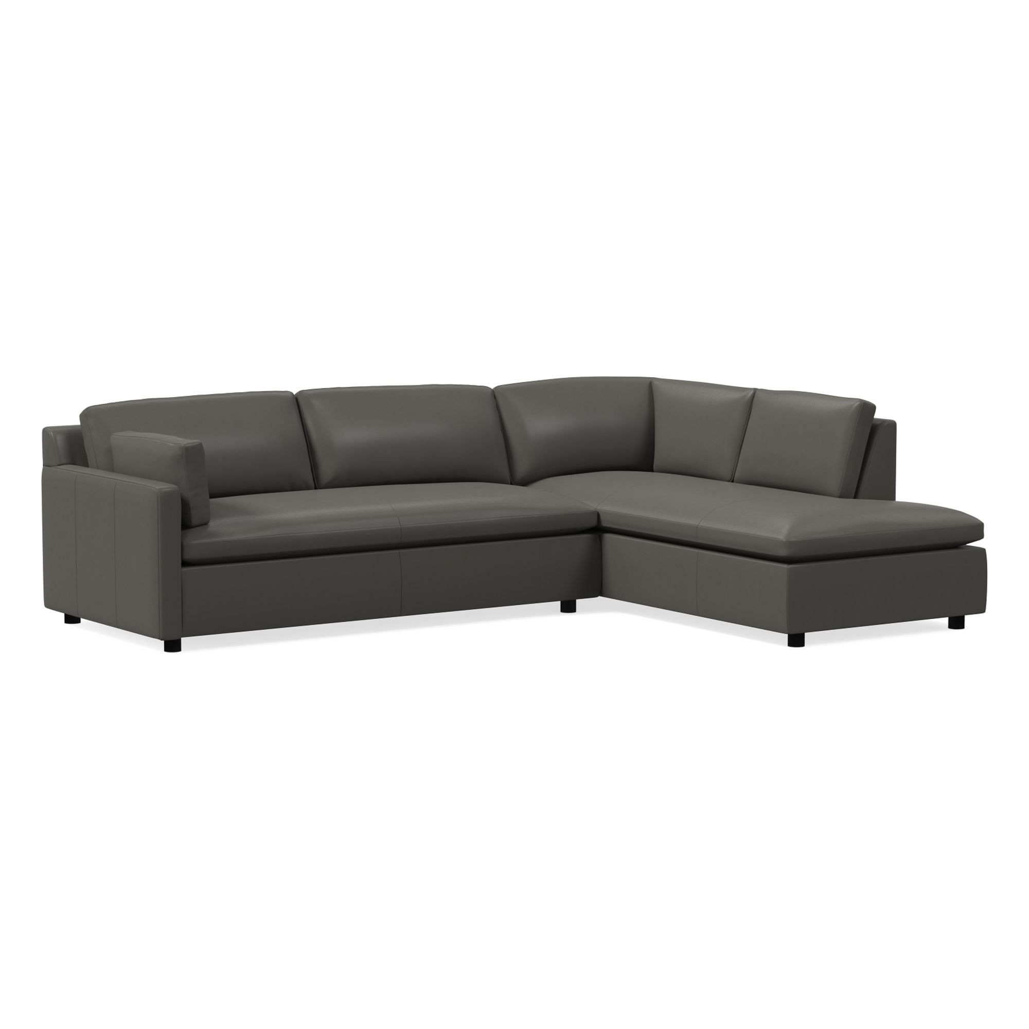 Marin Leather 2-Piece Bumper Chaise Sectional (114") | West Elm