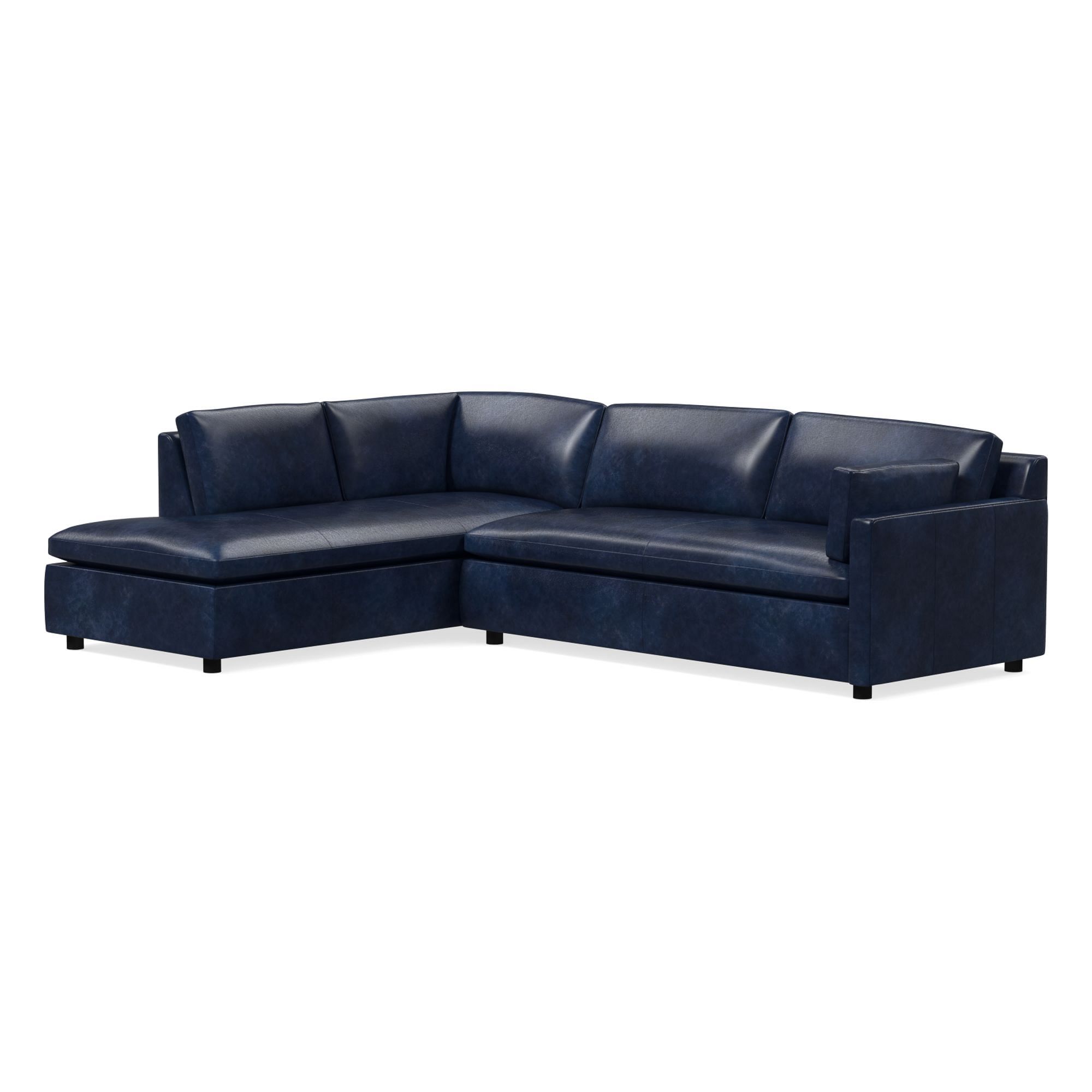 Marin Leather 2-Piece Bumper Chaise Sectional (114") | West Elm