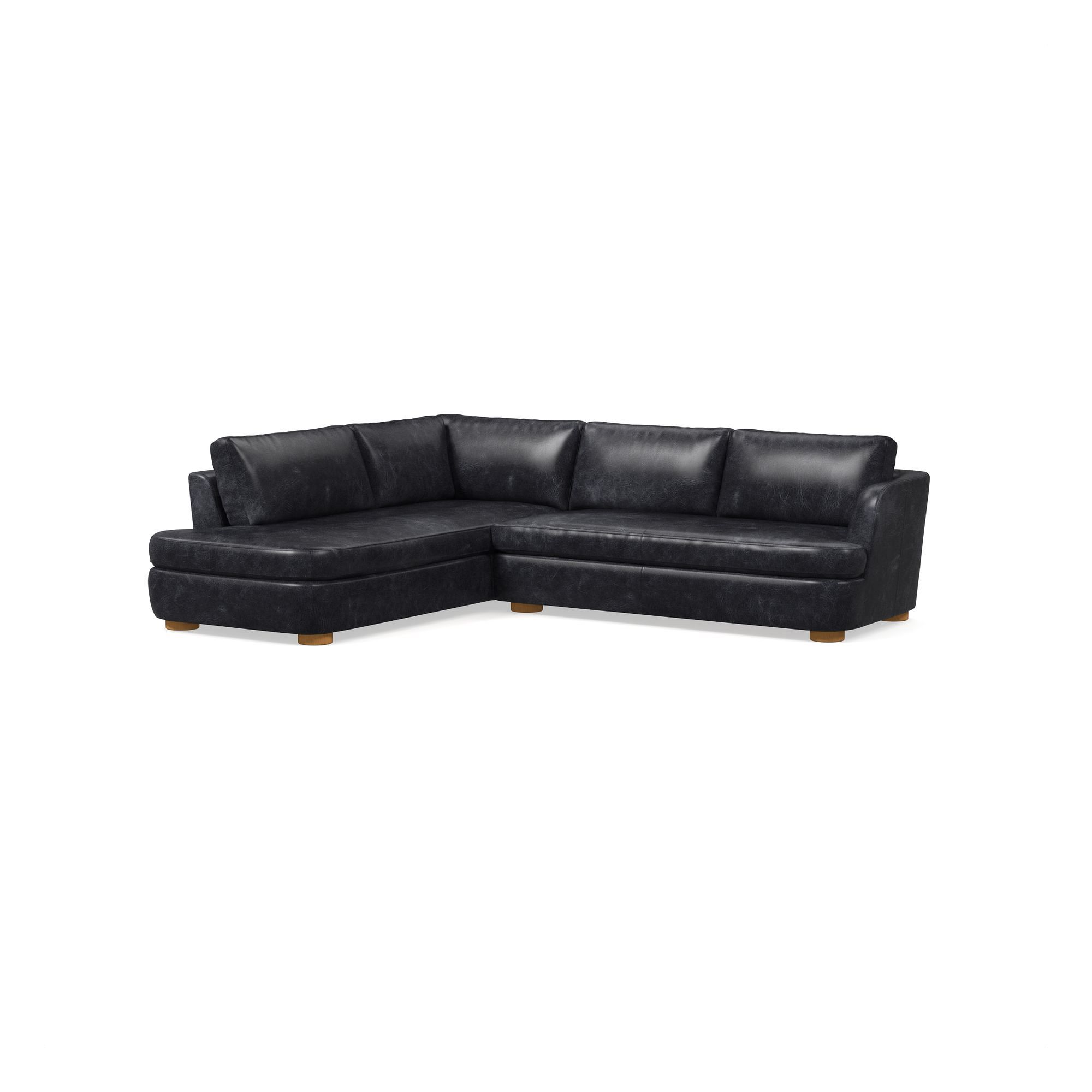 Leroy Leather 2-Piece Bumper Chaise Sectional (110.5") | West Elm