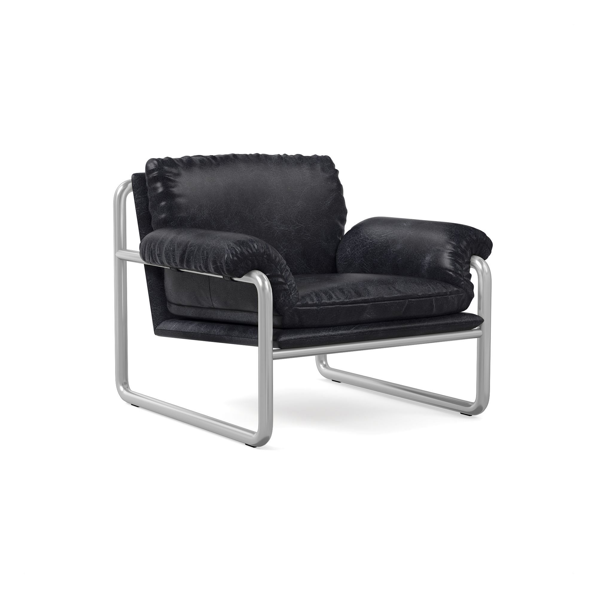 Desmond Chair, Saddle Leather, Nut, Polished Stainless Steel