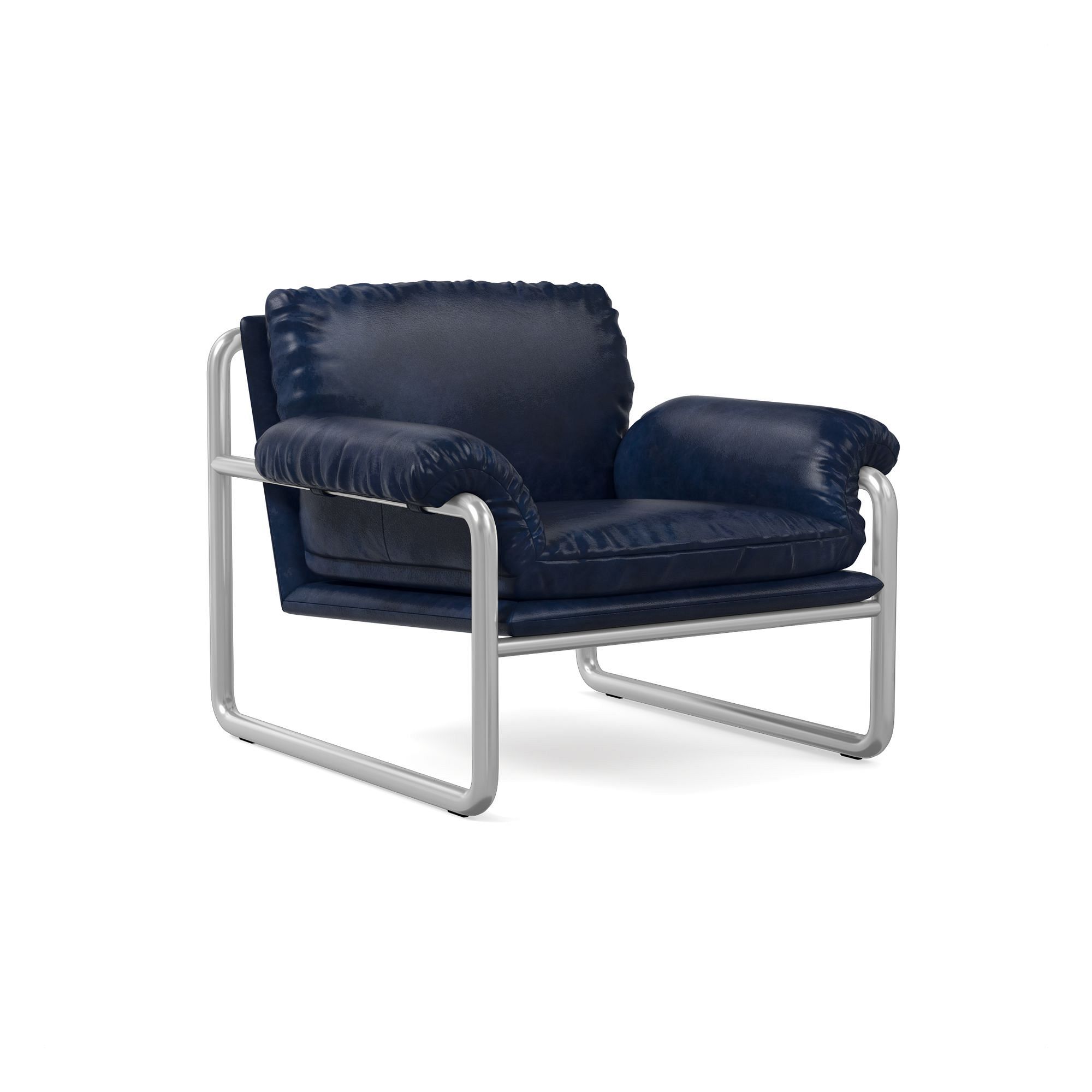 Desmond Chair, Saddle Leather, Nut, Polished Stainless Steel