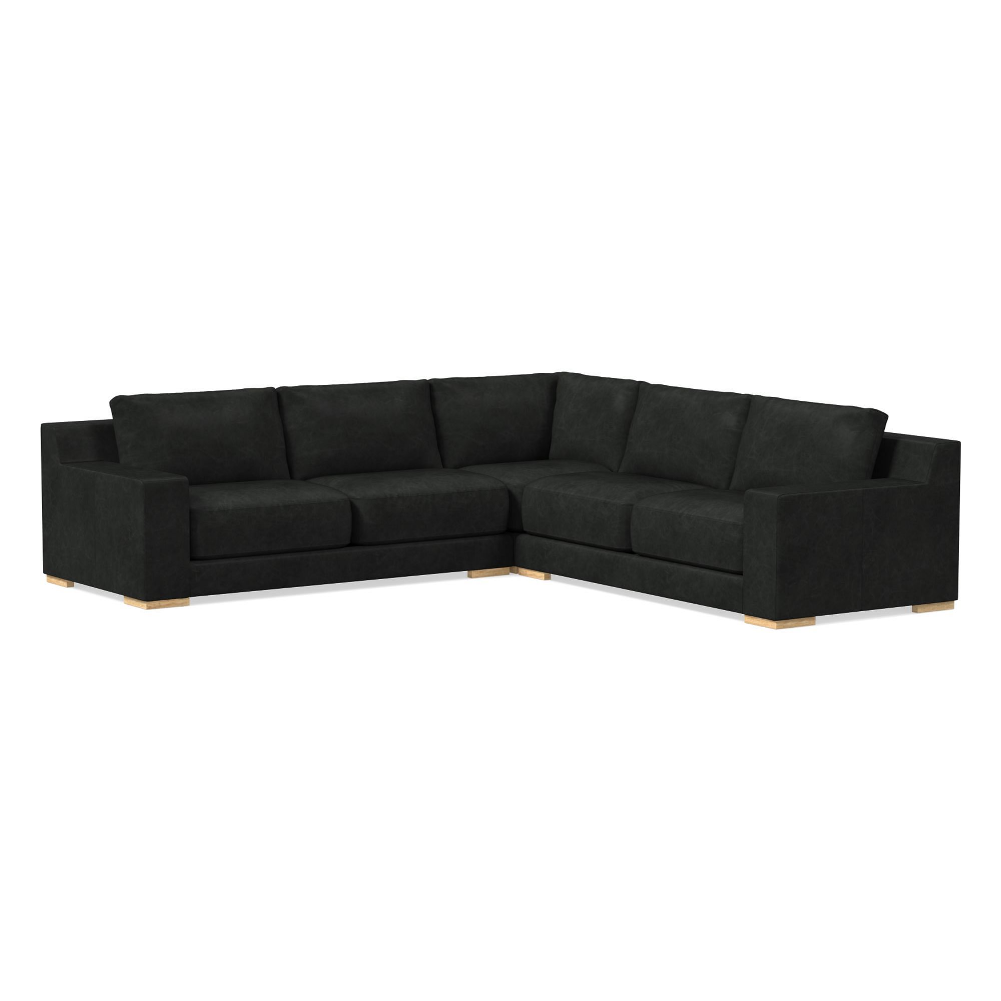 Dalton Leather 3-Piece L-Shaped Sectional (109"–119") | West Elm