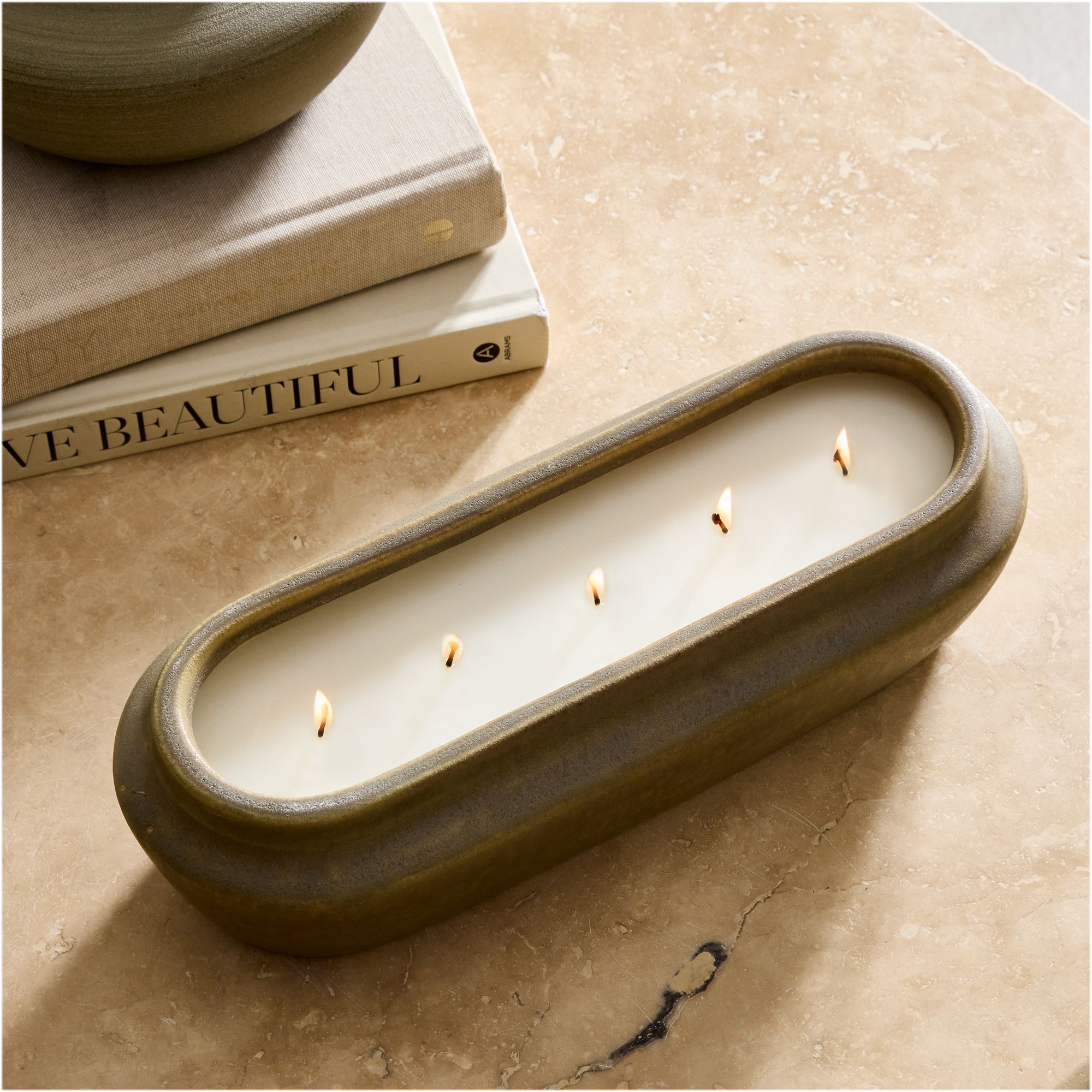 Charlie Ceramic Filled Candles - Smoked Woods | West Elm