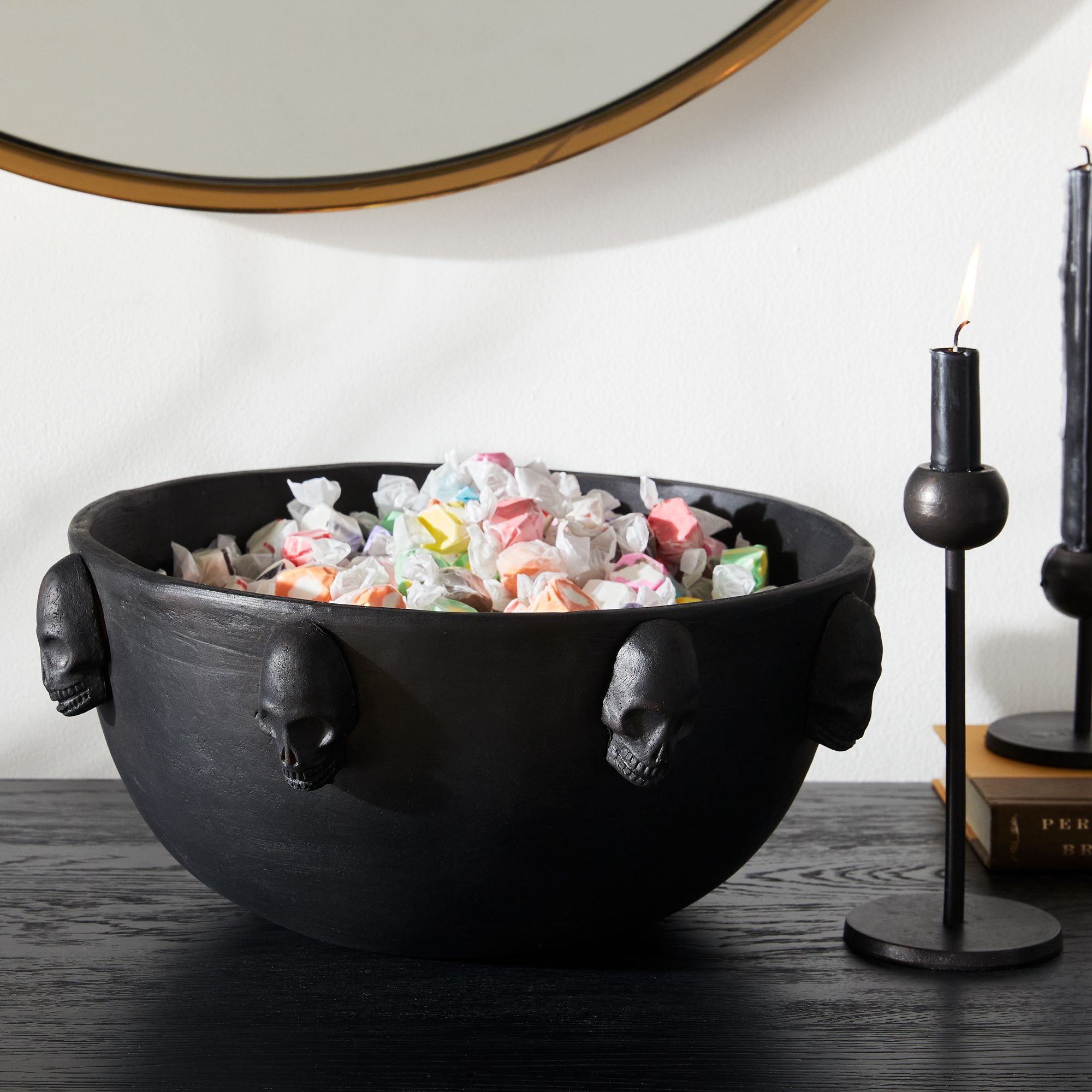 Black Terracotta Skull Candy Bowl | West Elm