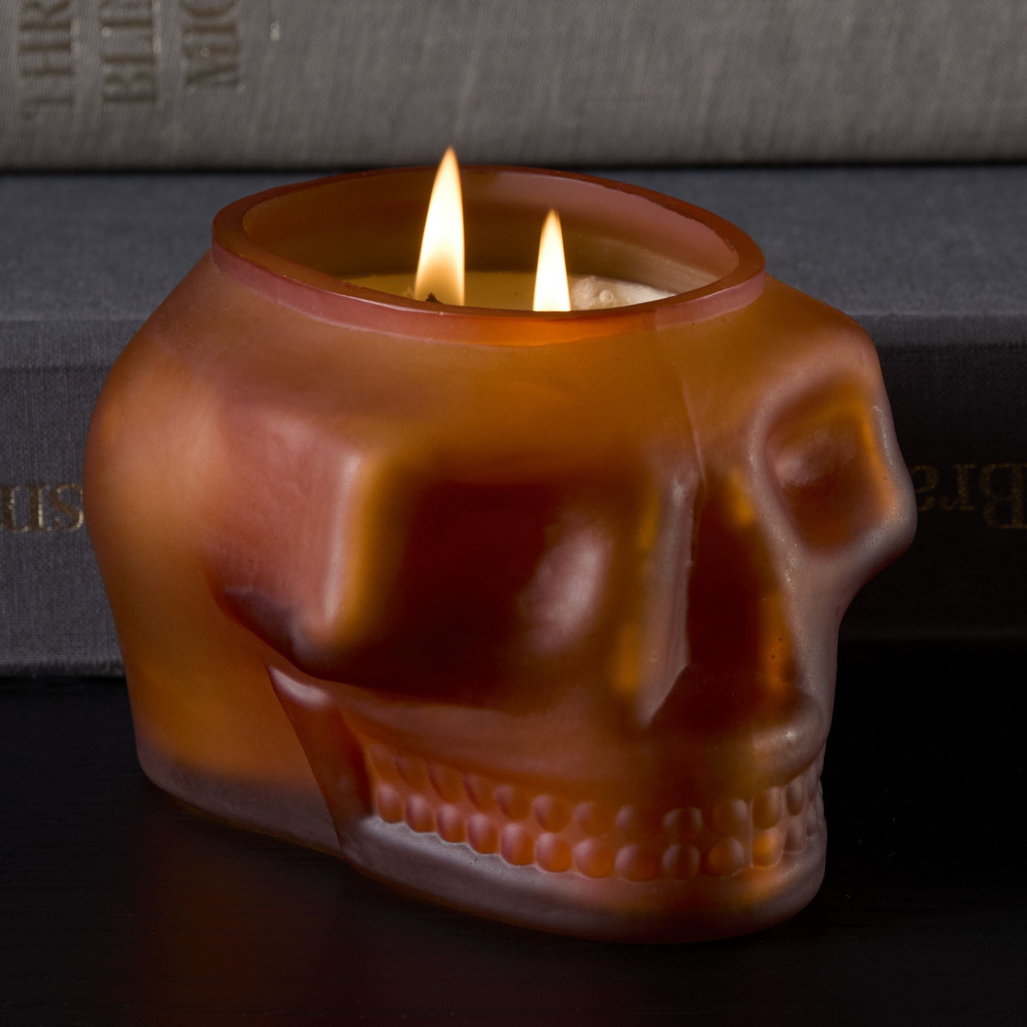 Spooky Skull Filled Glass Candles | West Elm