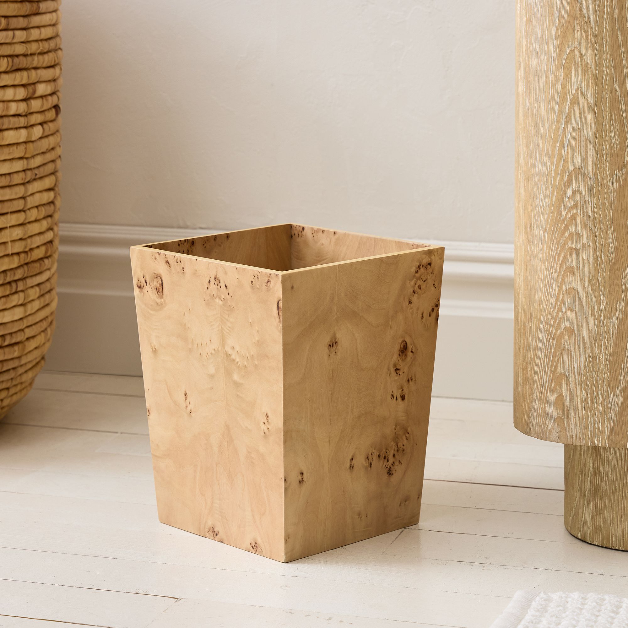 Burled Wood Waste Bin | West Elm