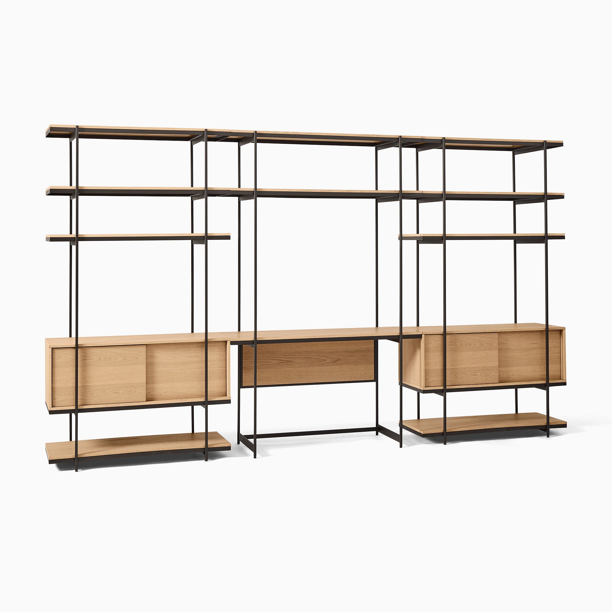 Pierce Wall Desk w/ Narrow Storage Shelf Unit (92"–134") | West Elm
