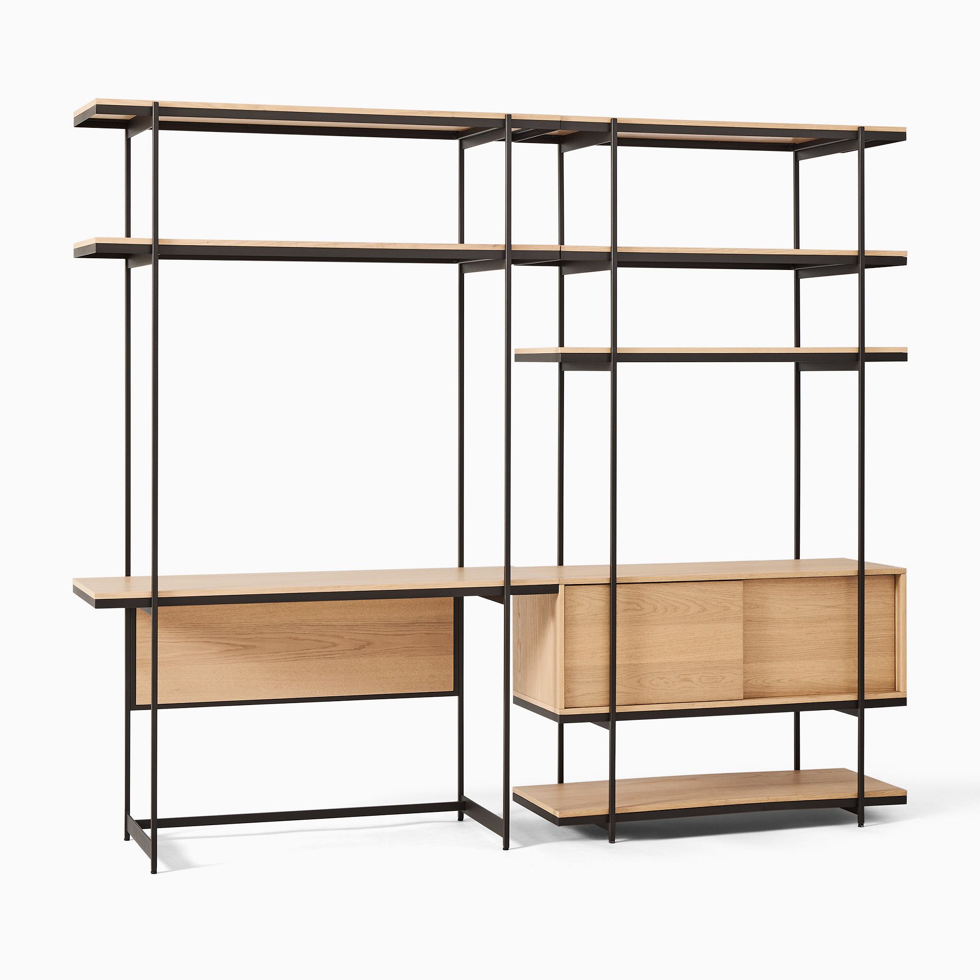 Pierce Wall Desk w/ Narrow Storage Shelf Unit (92"–134") | West Elm