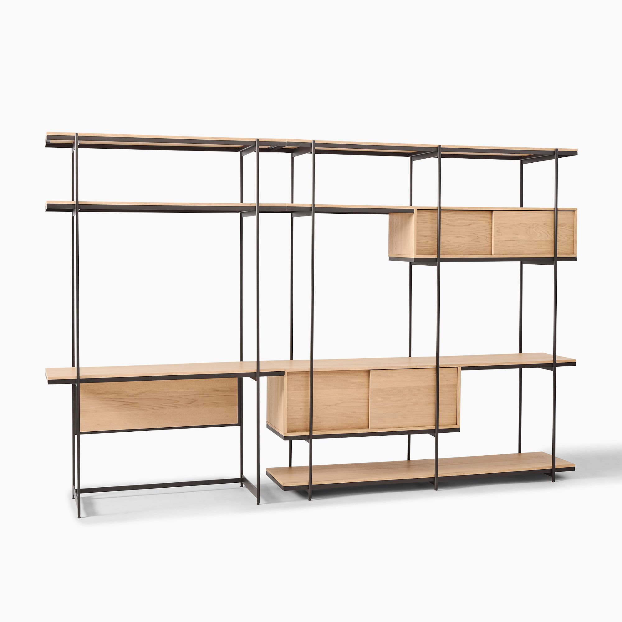 Pierce Wall Desk w/ Extra Wide Shelf Unit (122") | West Elm