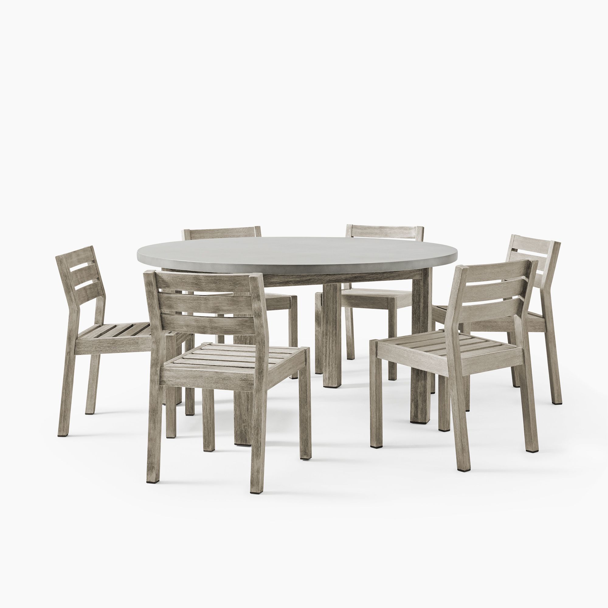 Portside Concrete Outdoor Round Dining Table (60") & Chairs Set | West Elm