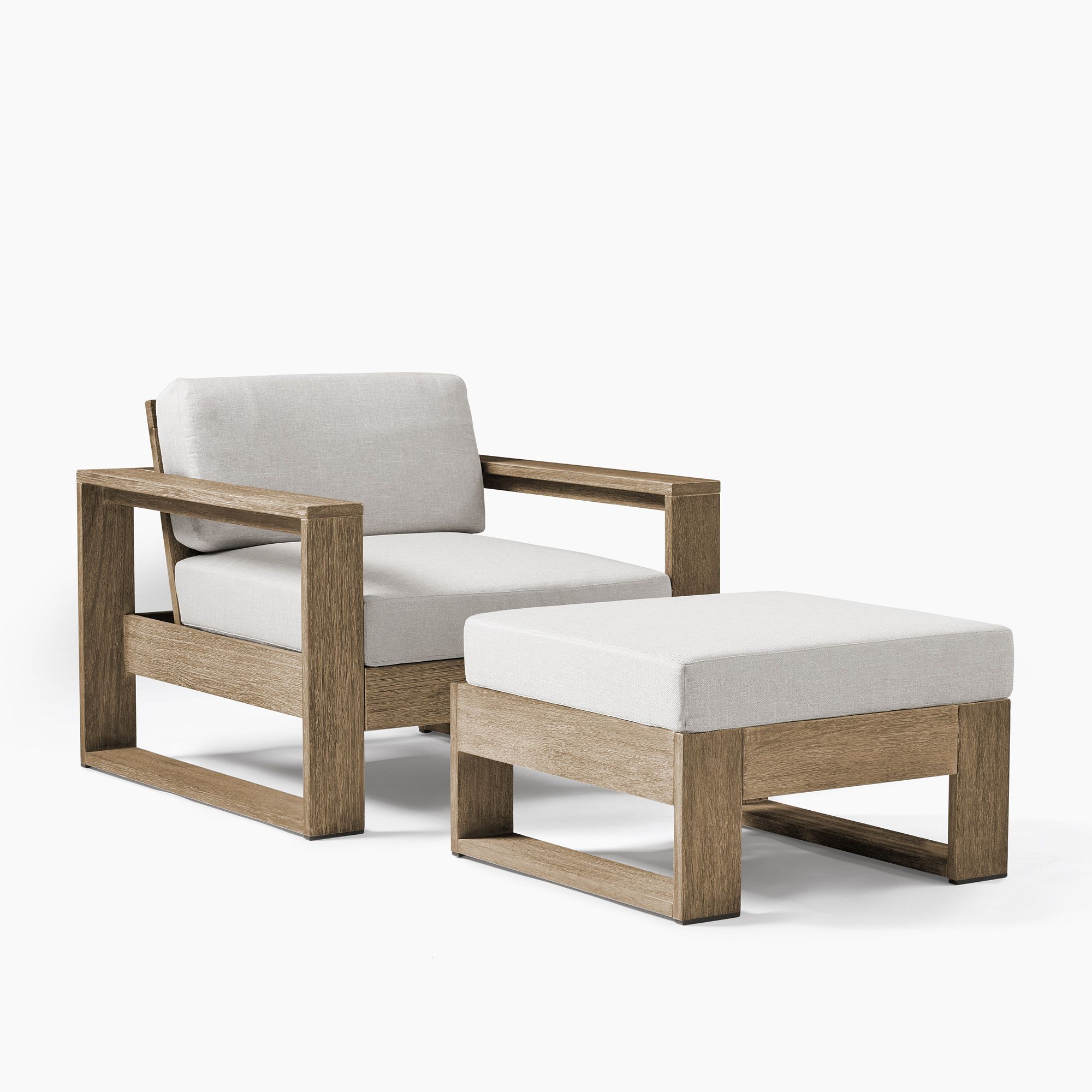 Portside Wood Outdoor Lounge Chair & Ottoman Set | West Elm