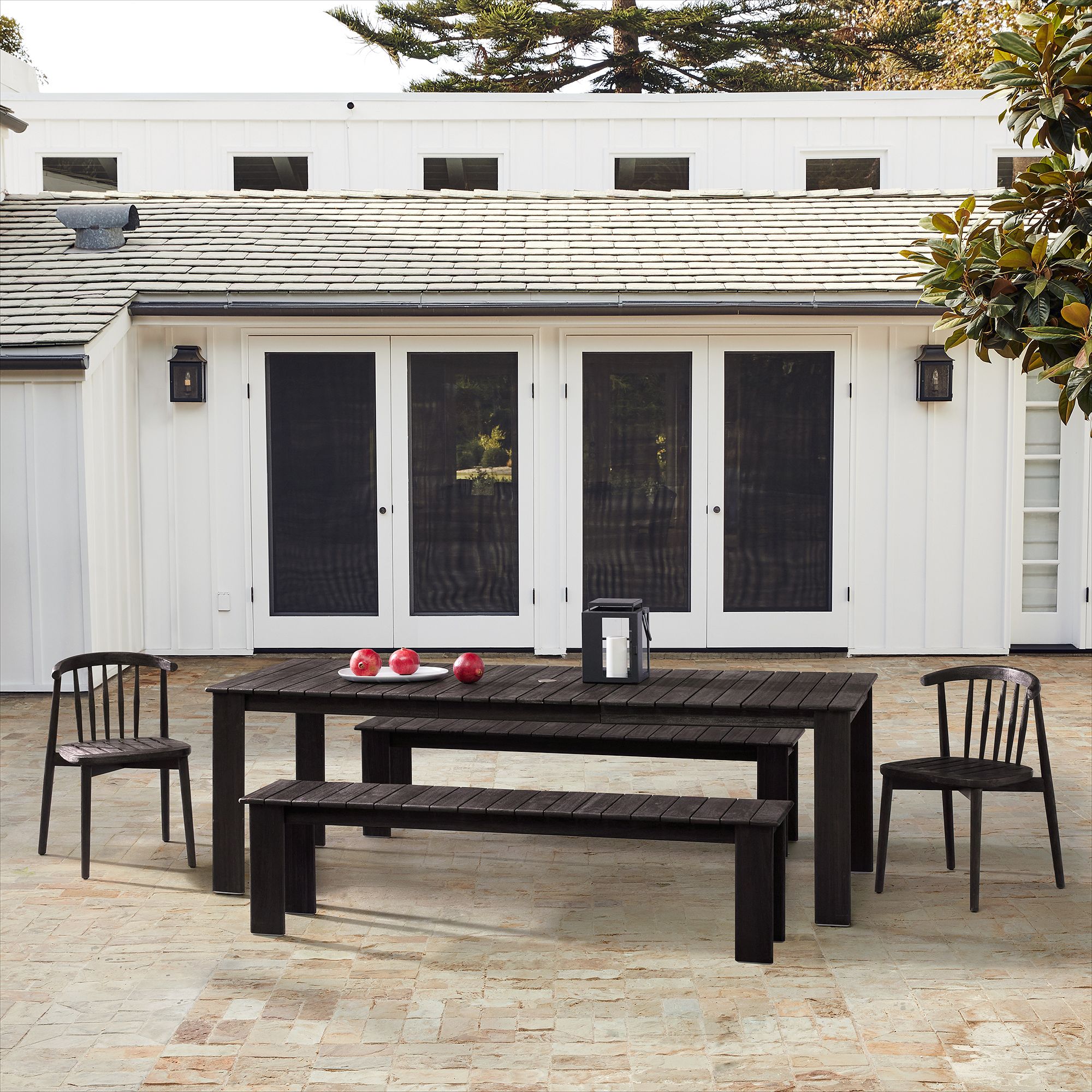 Playa Outdoor Expandable Dining Table (67.5"–90") & Benches Set | West Elm