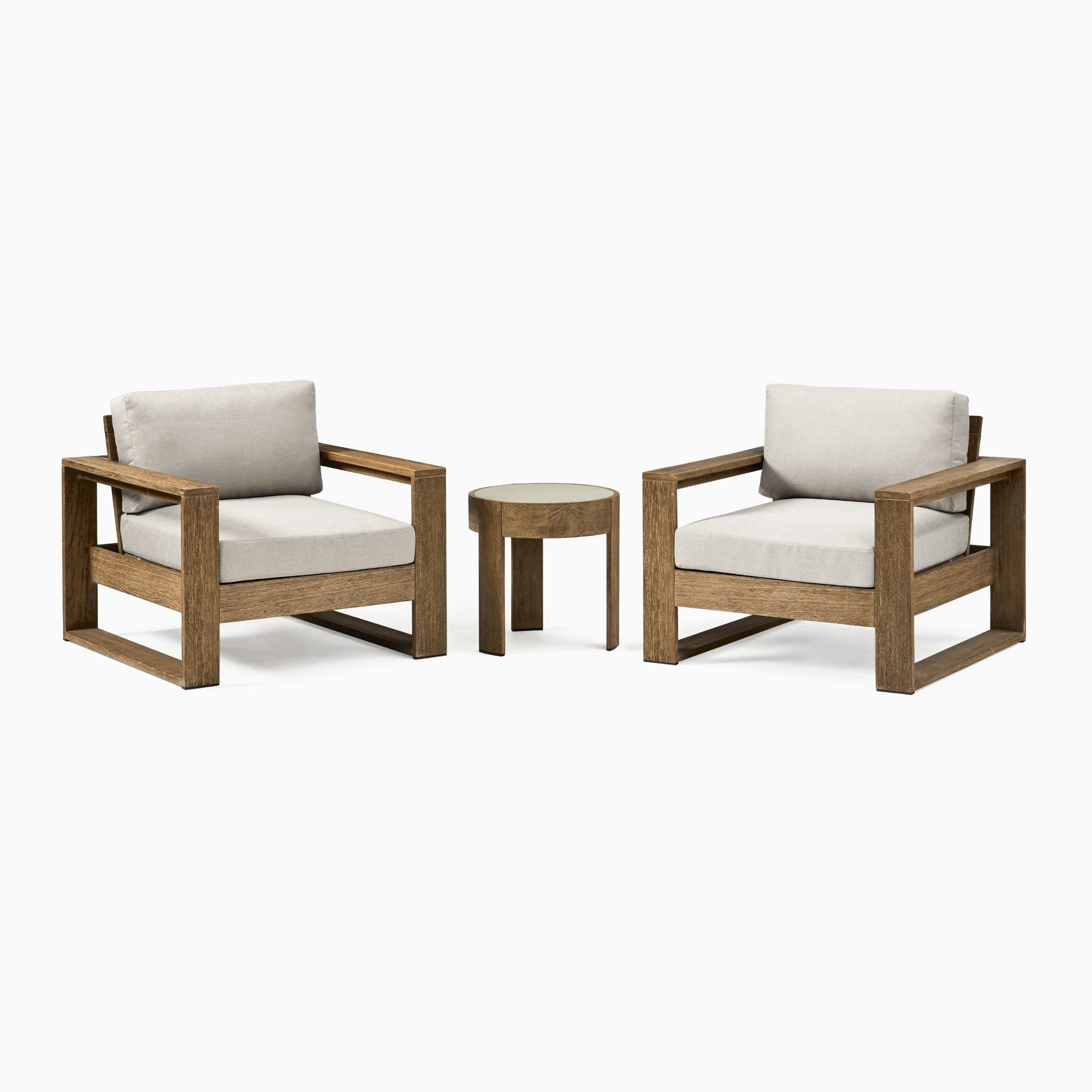 Portside Outdoor Lounge Chairs & Round Side Table Set | West Elm