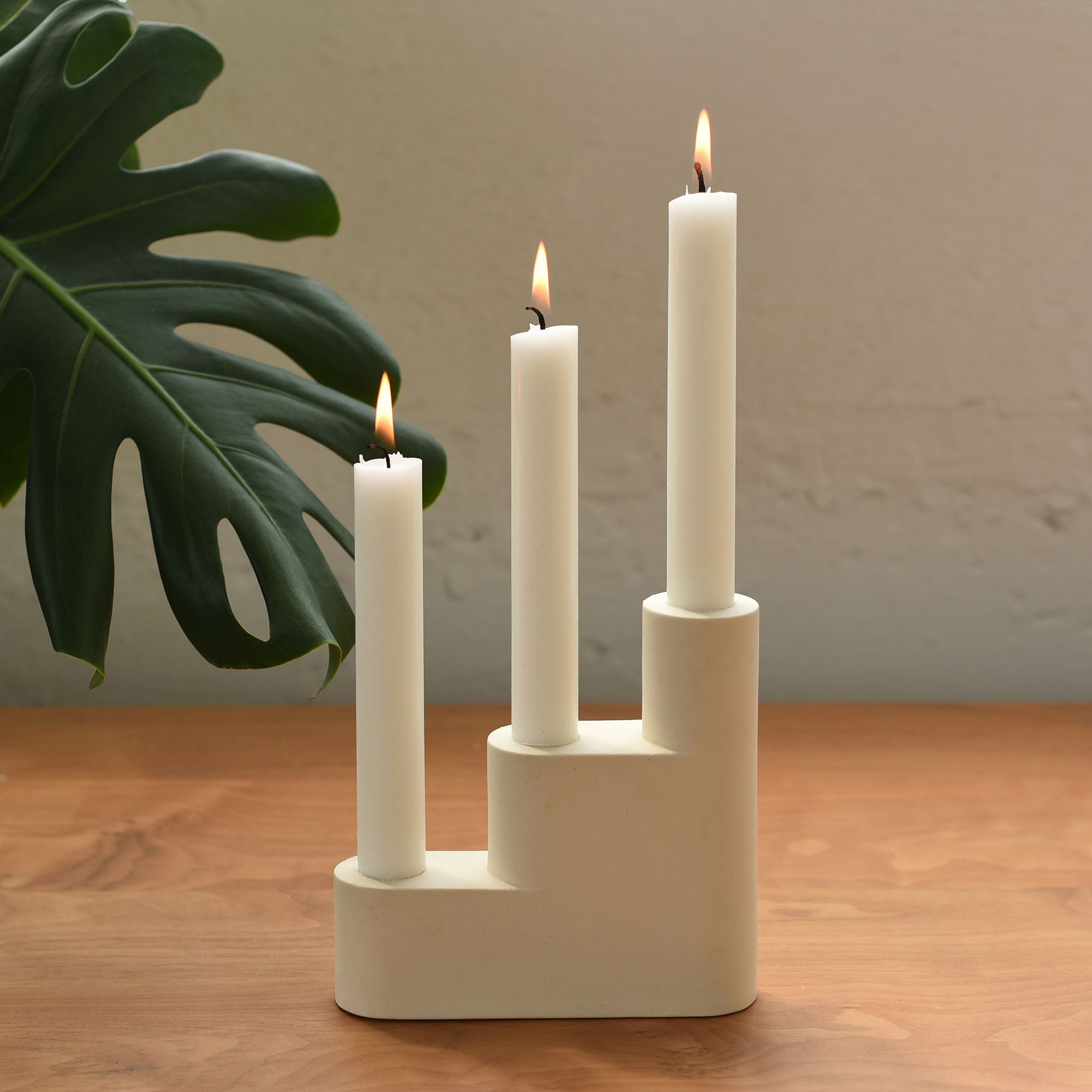 Misewell Step Ceramic Candelabra - White | West Elm