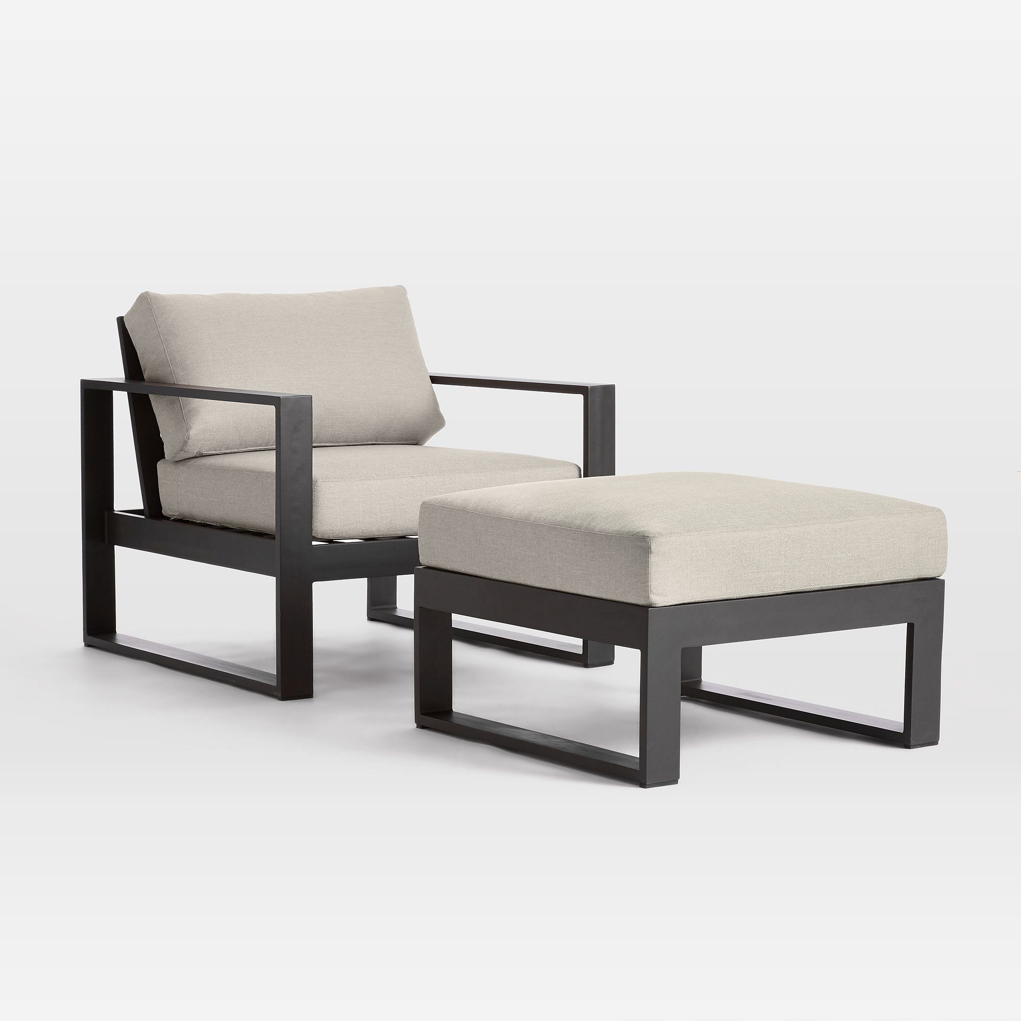 Portside Aluminum Outdoor Lounge Chair & Ottoman Set | West Elm