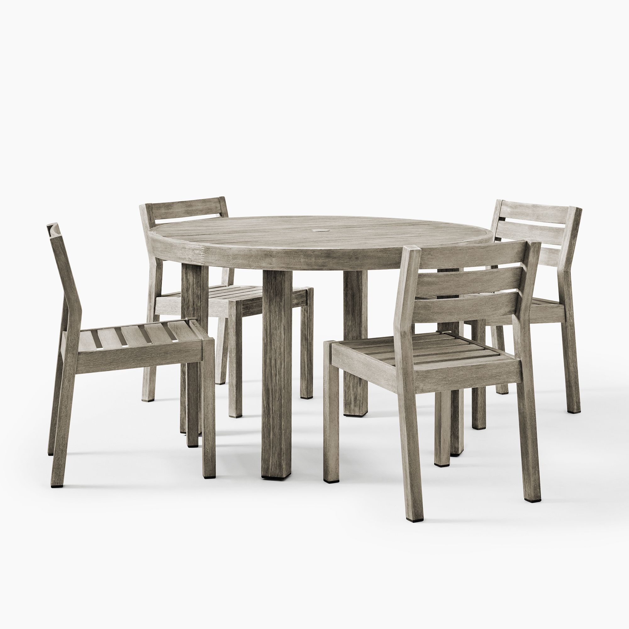 Portside Wood Outdoor Round Dining Table (48") & Chairs Set | West Elm