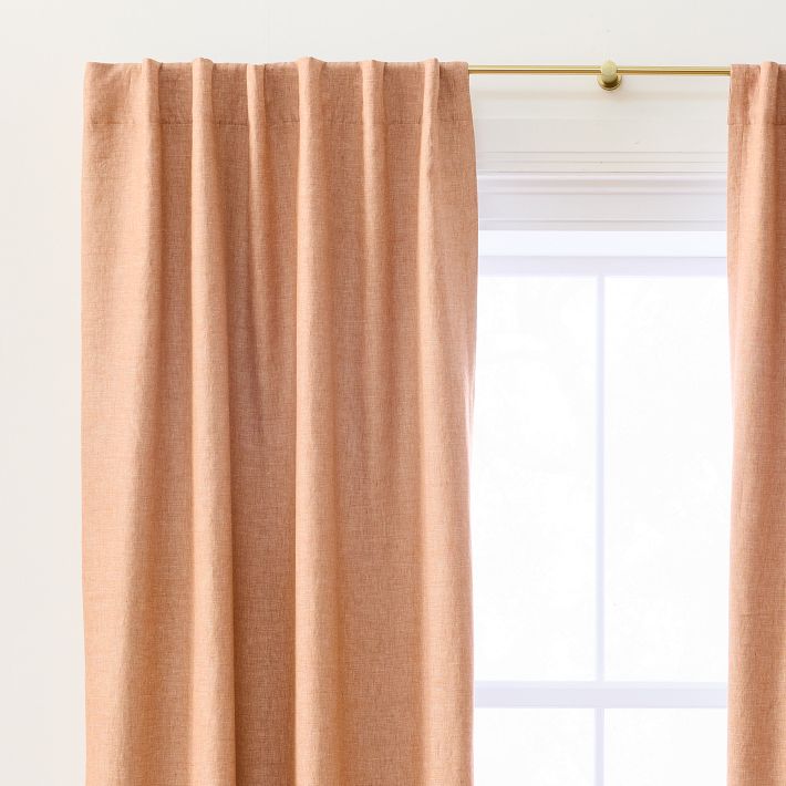 Custom Size European Flax Linen Blackout Curtain Terracotta West Elm